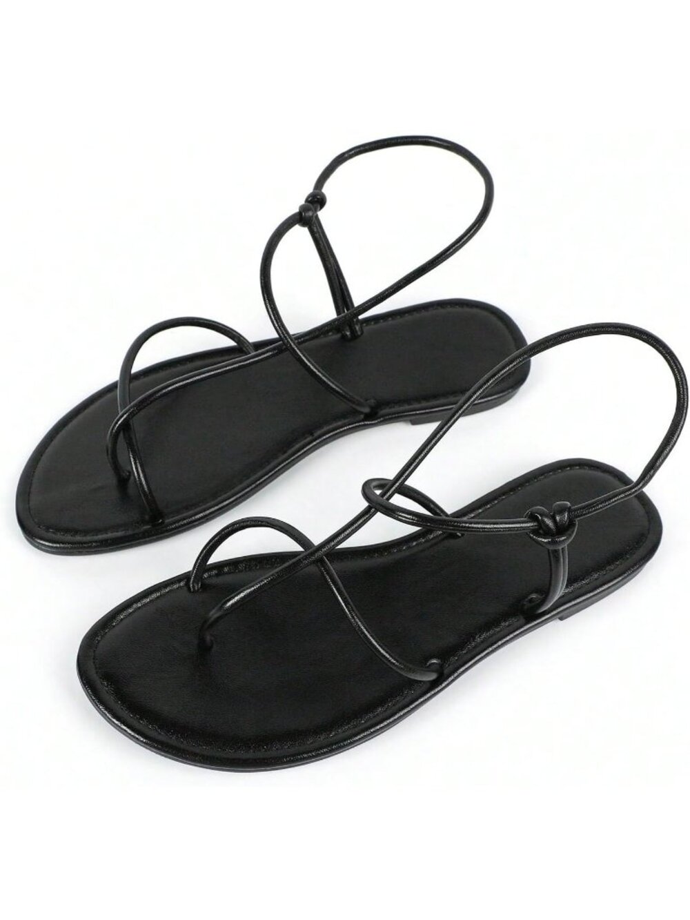 Women's Black Summer Sandals Flats Strappy Slingback Dressy Cute Beach Slides